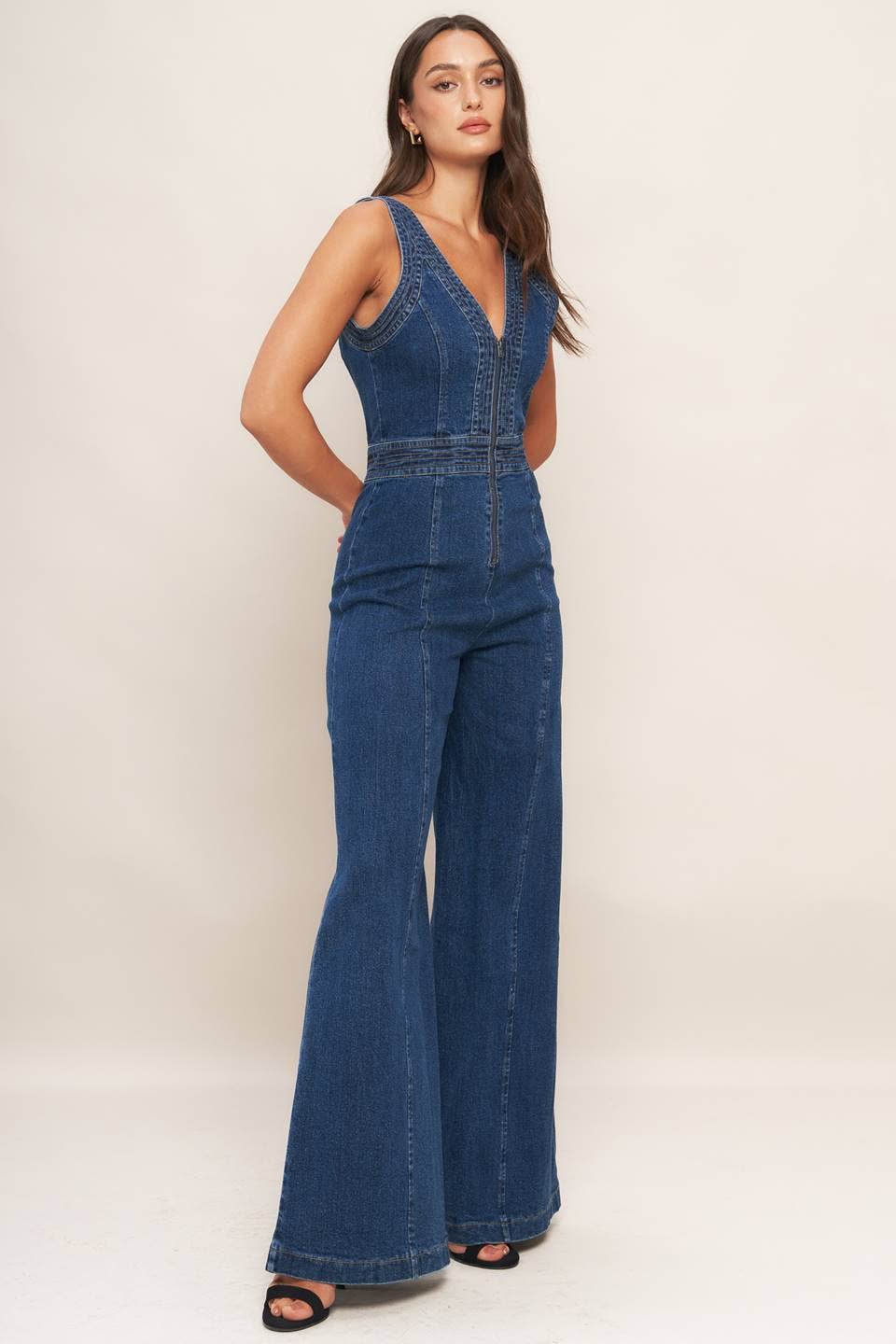 washed denim jumpsuit