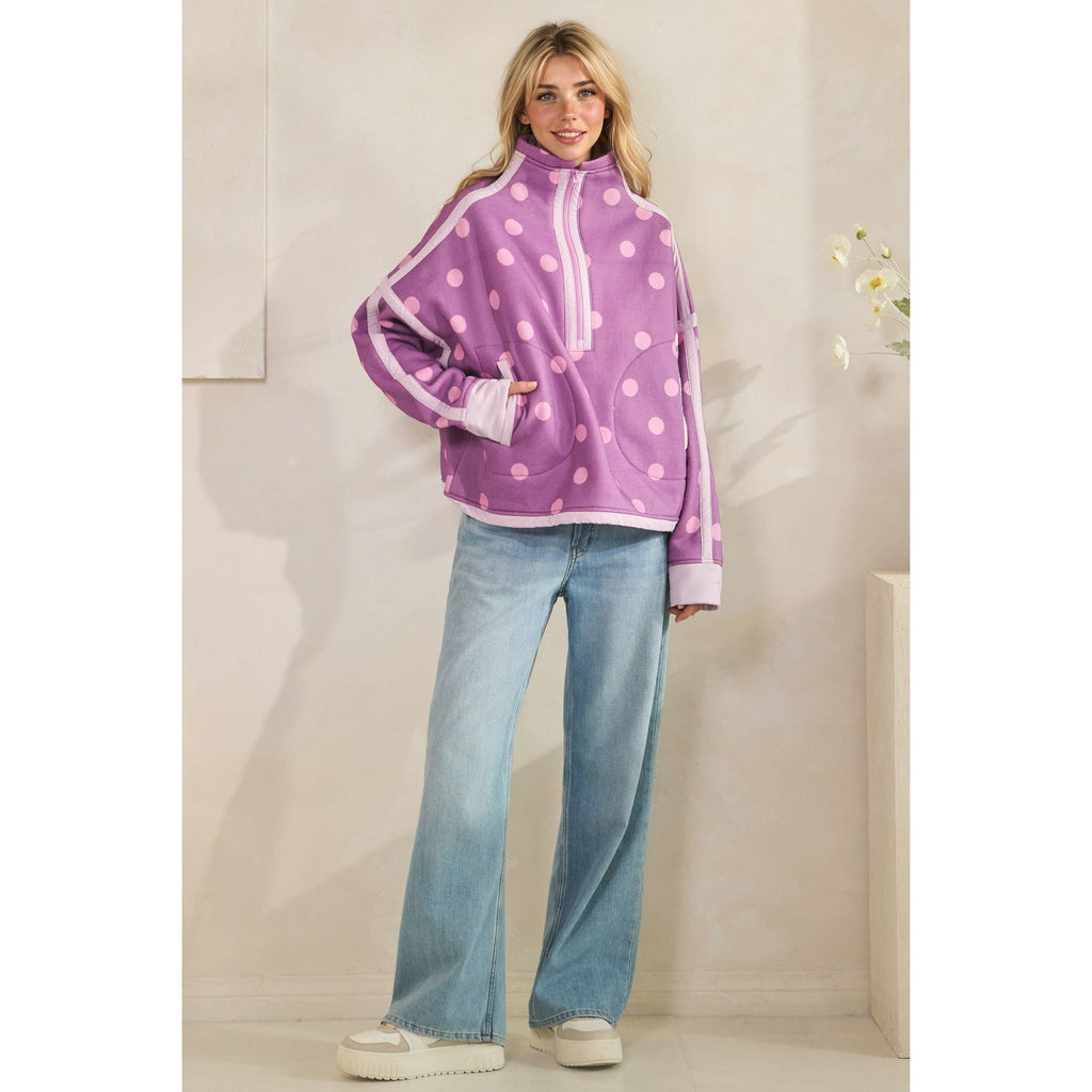 Polka Dot Contrast Pull Over