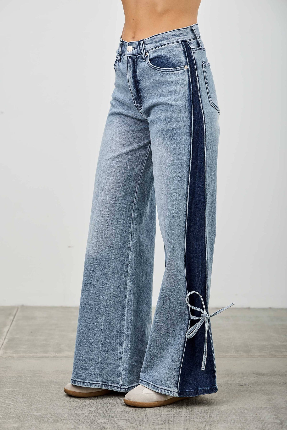 P8124ML-HIGH RISE CONTRAST WIDE LEG WITH RIBBON TIE (Copy)