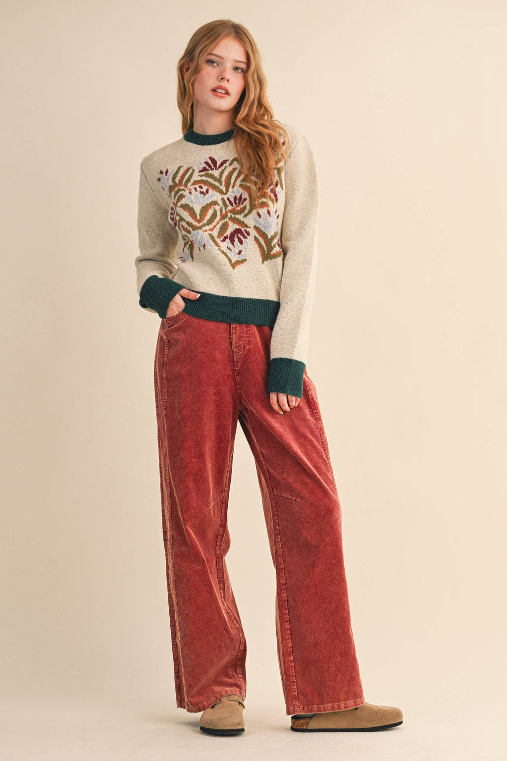 FLORAL KNIT SWEATER