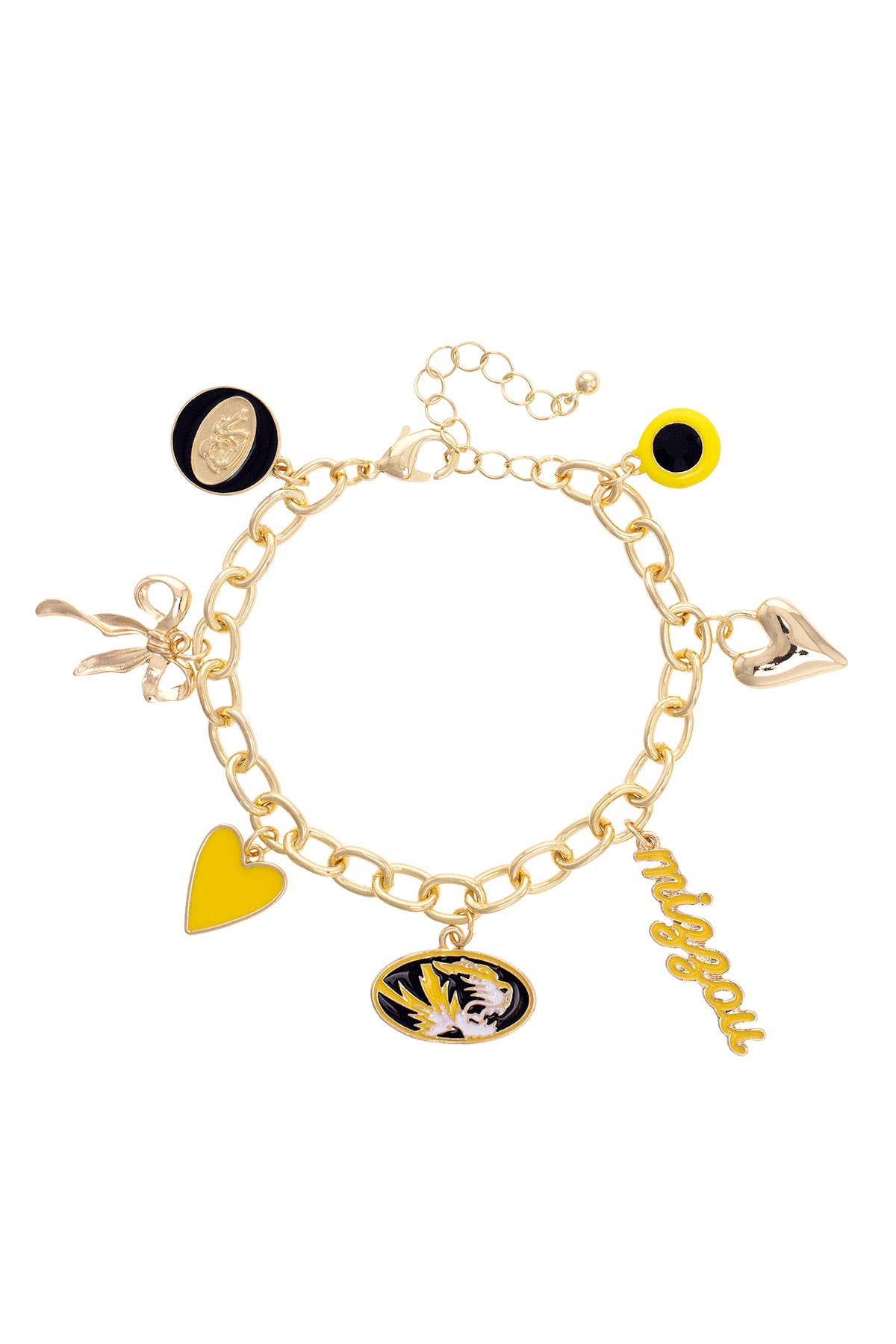 Missouri Tigers Enamel Icons Charm Bracelet in Shiny Gold