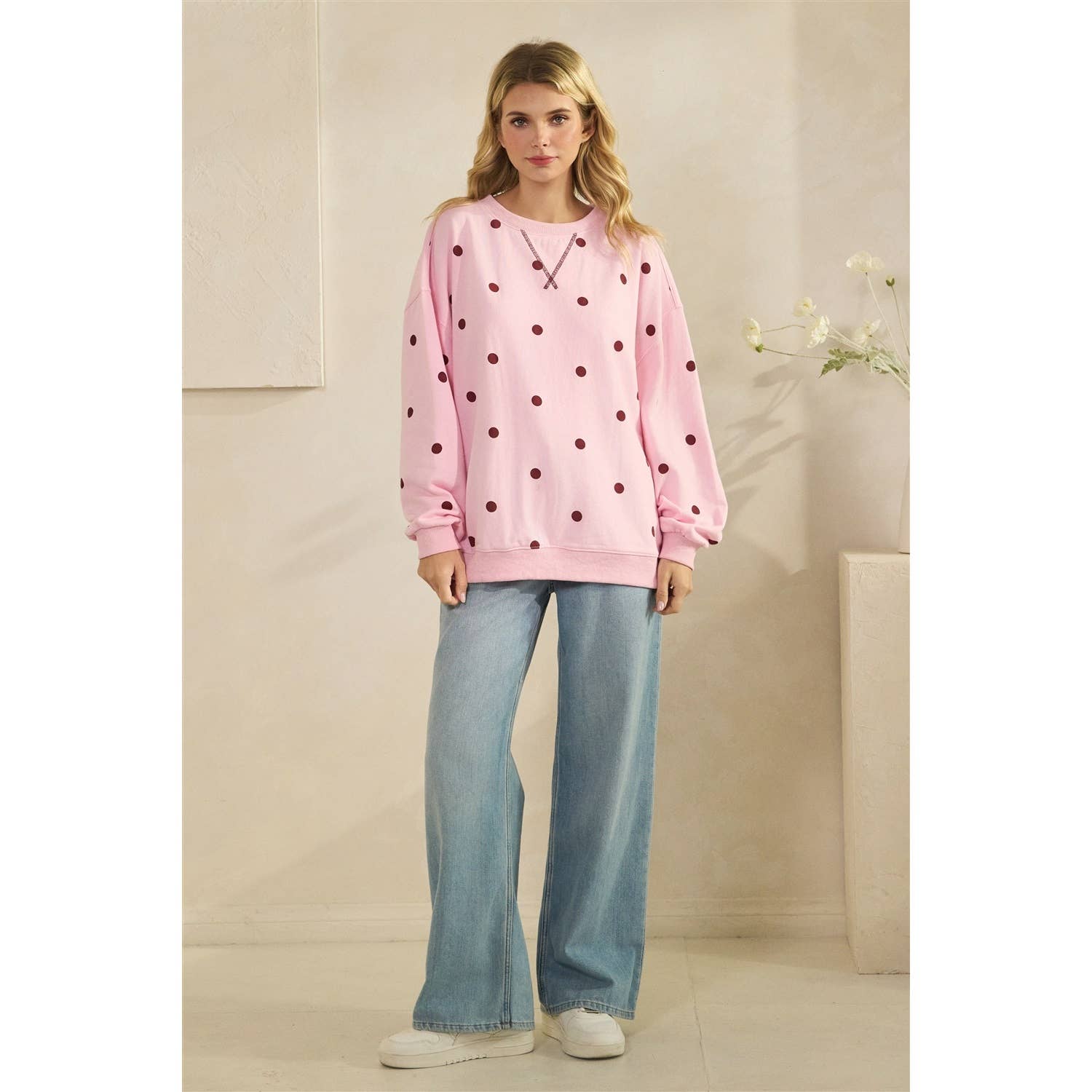 Polka Dot French Terry Top