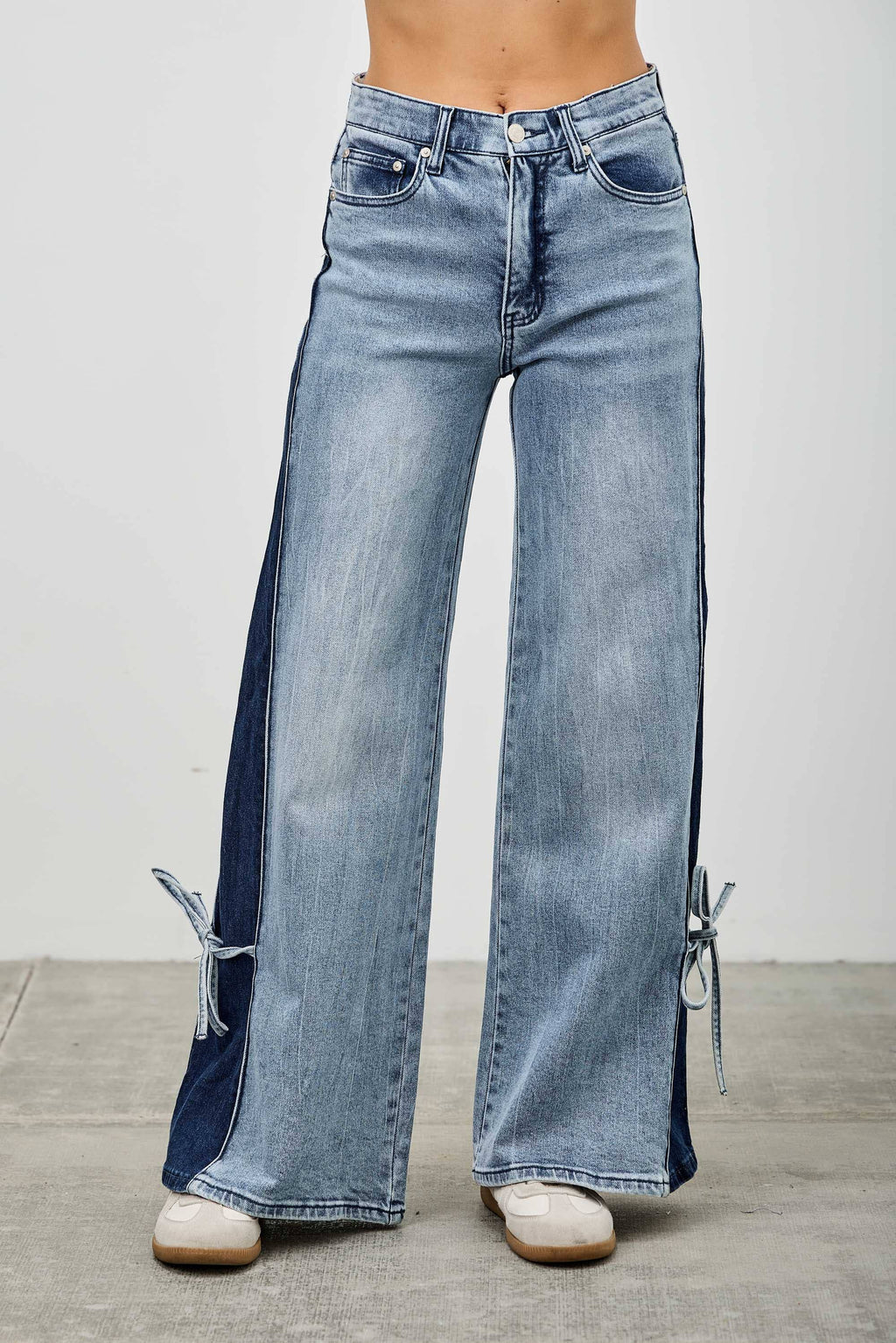 P8124ML-HIGH RISE CONTRAST WIDE LEG WITH RIBBON TIE (Copy)