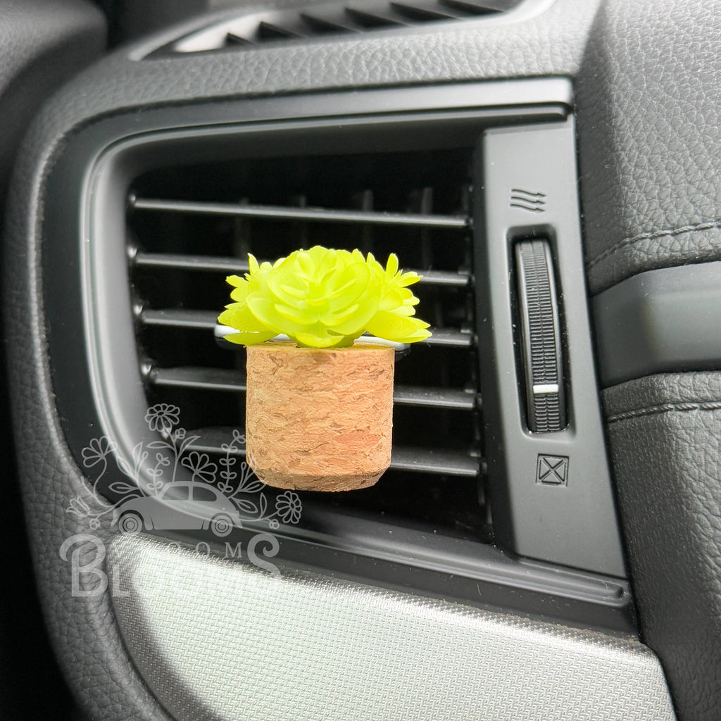 Bright Green Succulent Vent Clip Car Air Freshener -Reusable