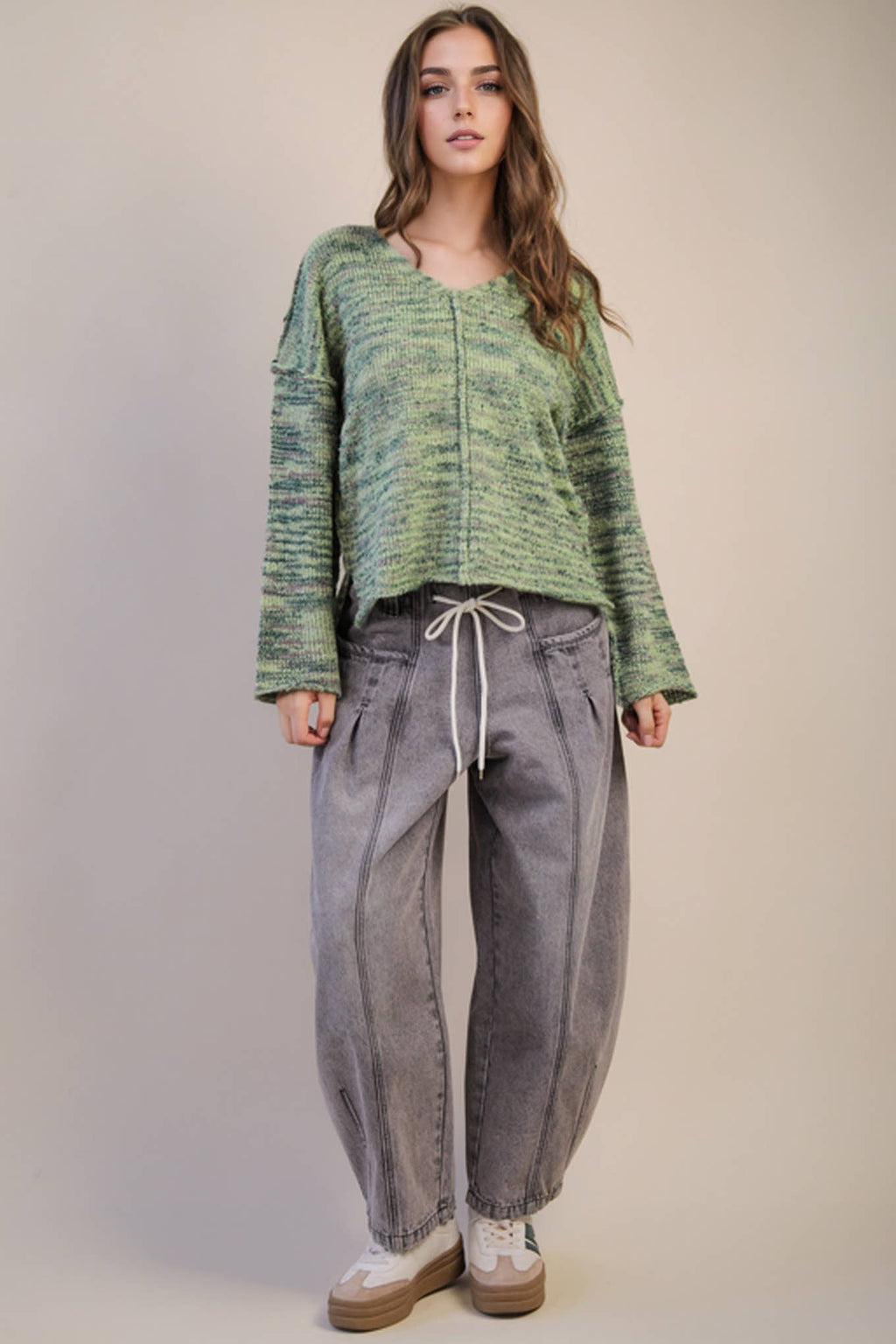 VERY JEAN Washed Denim Barrel Leg Pants