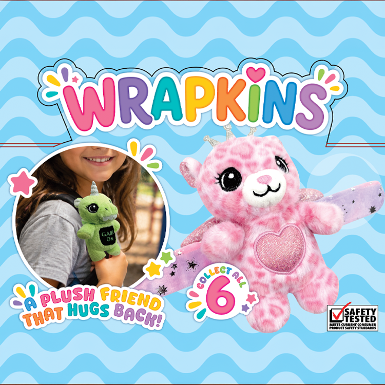 Wrapkins Wrist Band Slap Hug Plush Pal Variety - 6/Display