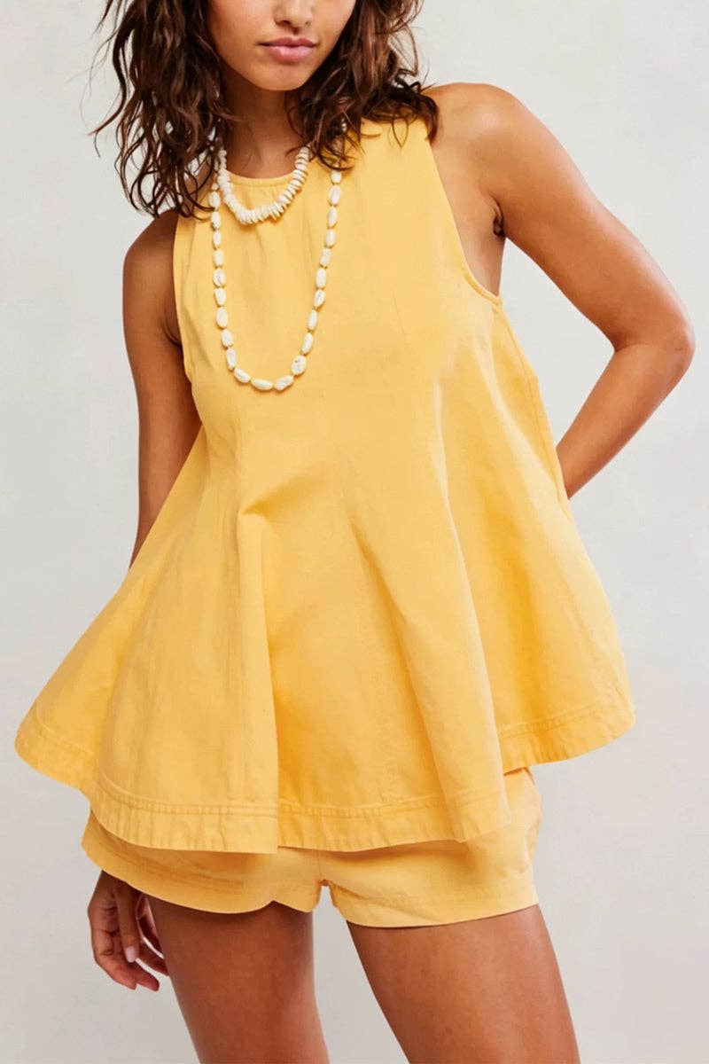 Sleeveless Flared Short Set