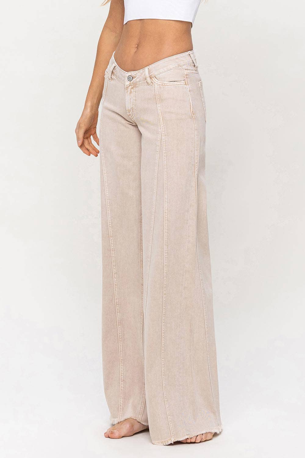 Flying Monkey Low-Rise Seam Detail Baggy Wide Jeans