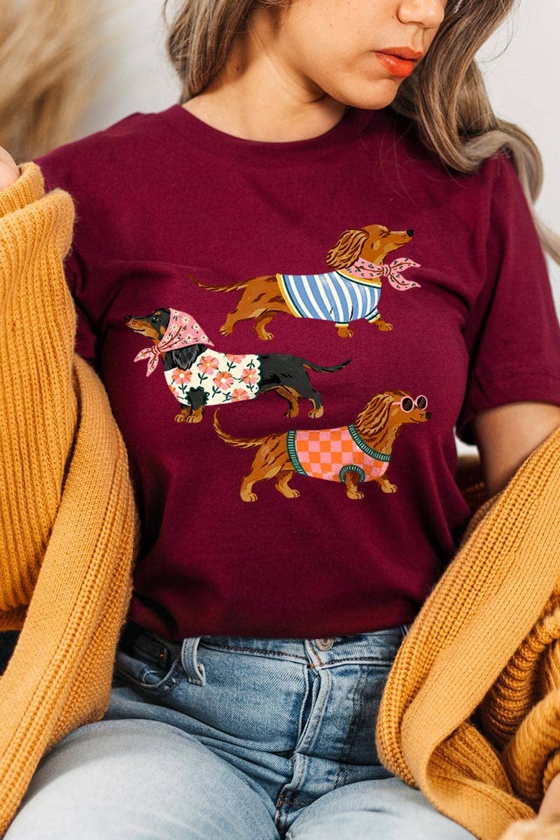 Stylish Dachshunds Graphic Tee