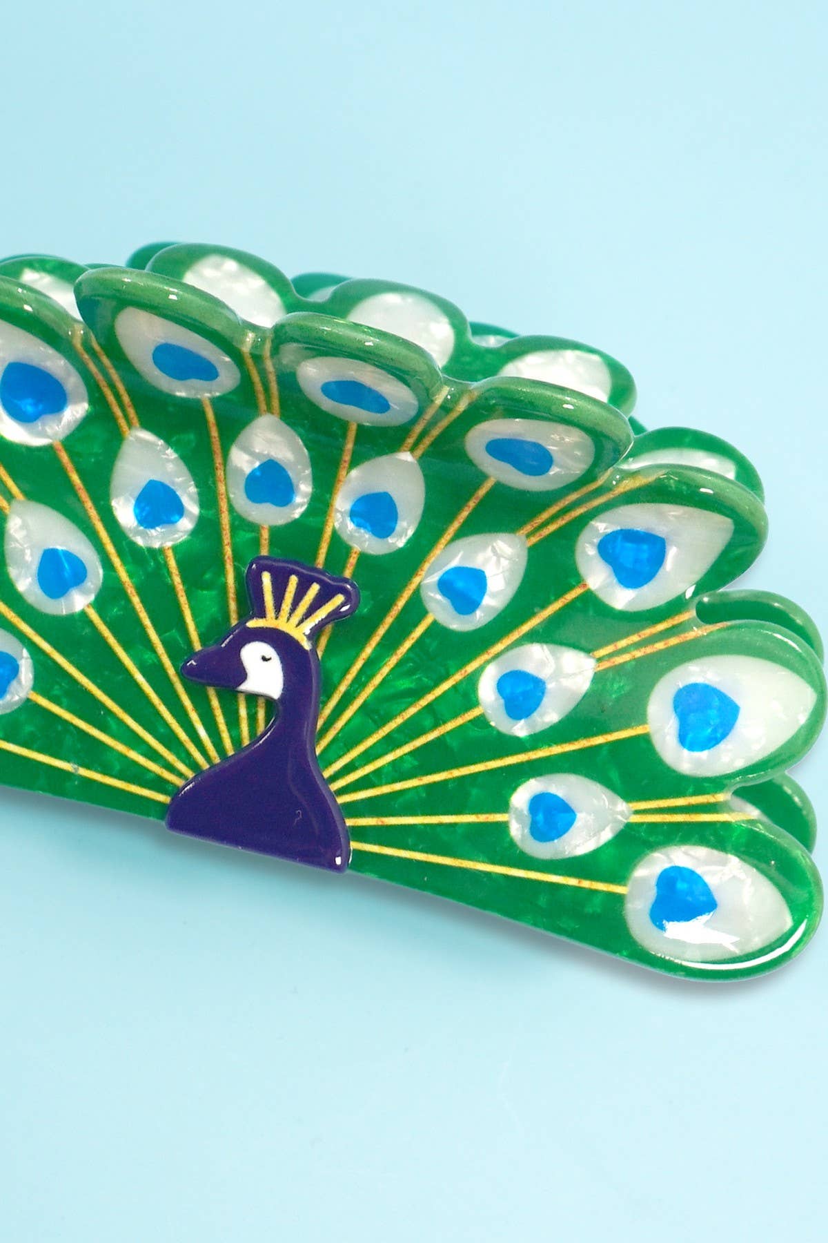 Peacock Motif  Hair Claw Clip