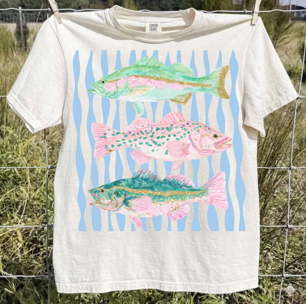 Pastel Glitter Fish Tee