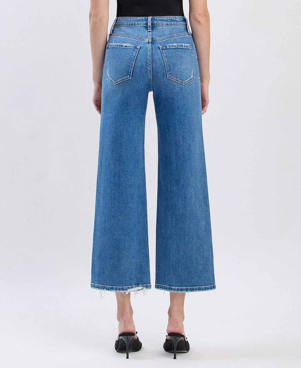HIGH RISE CROP WIDE JEANS F6007