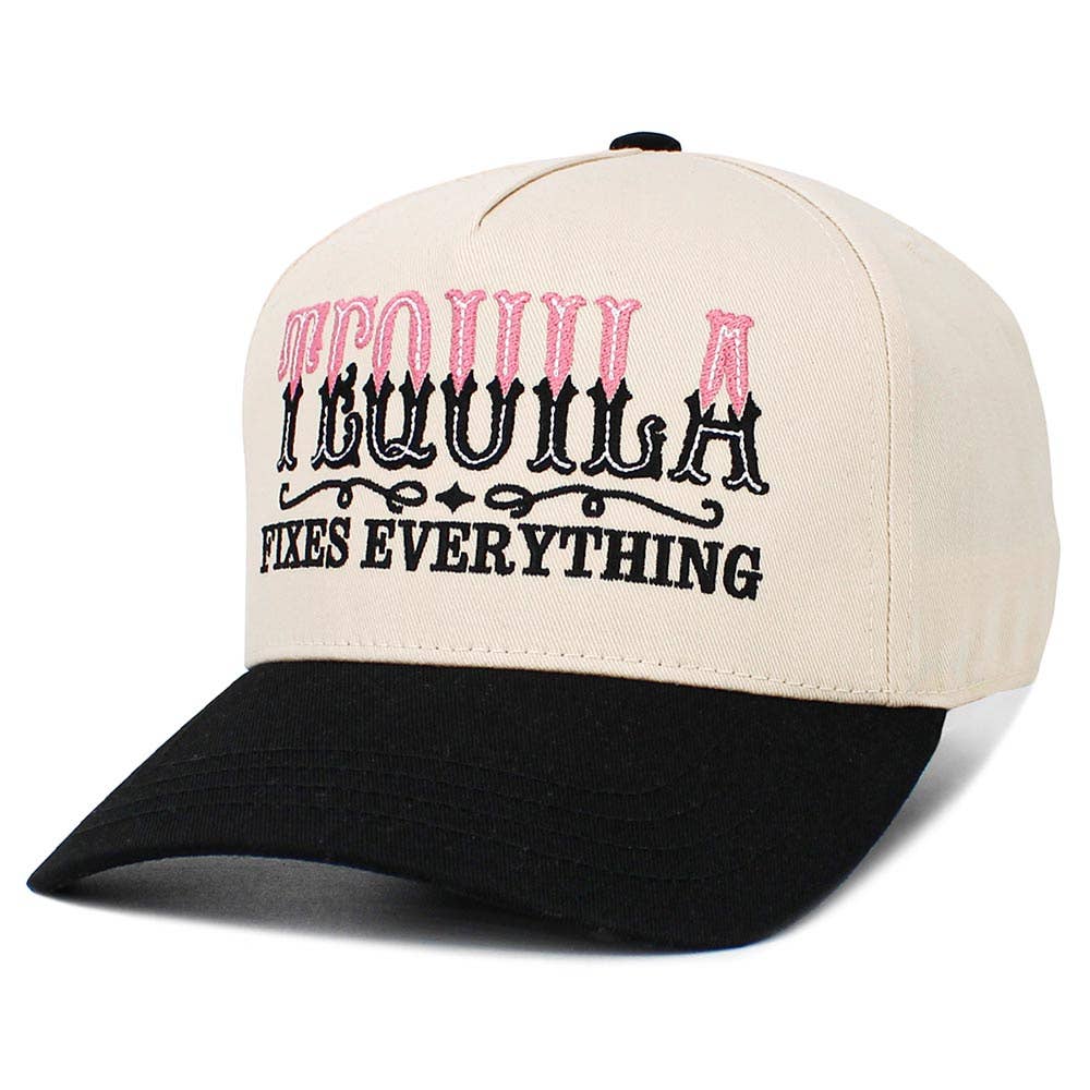 Tequila Fixed Everything Message Embroidered Snapback Baseball Cap