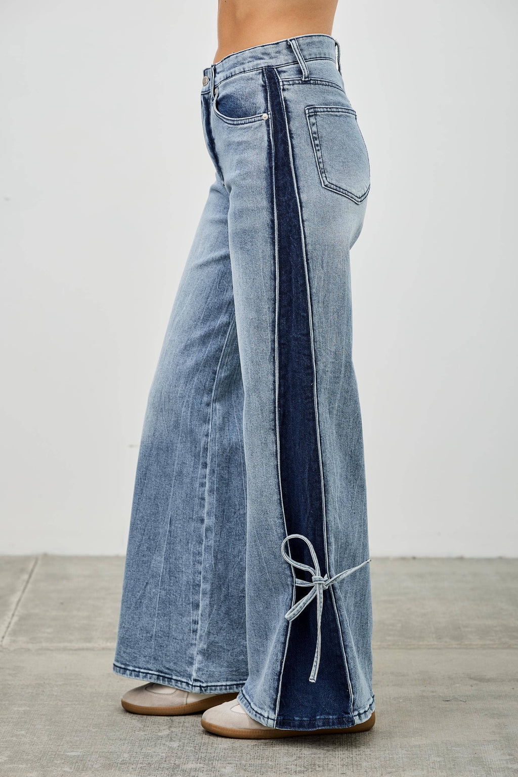 P8124ML-HIGH RISE CONTRAST WIDE LEG WITH RIBBON TIE (Copy)