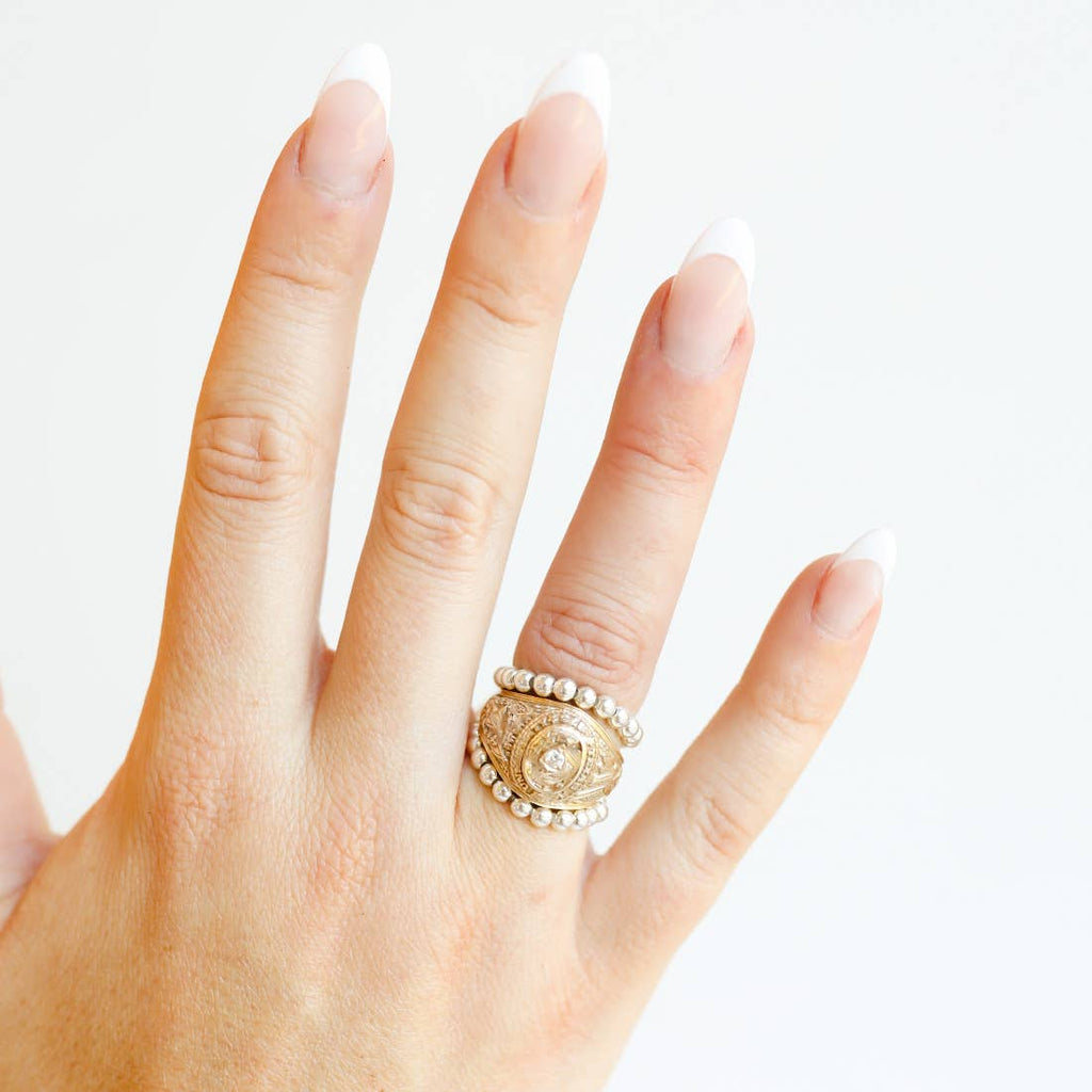 Lauren Beaded Band in Silver