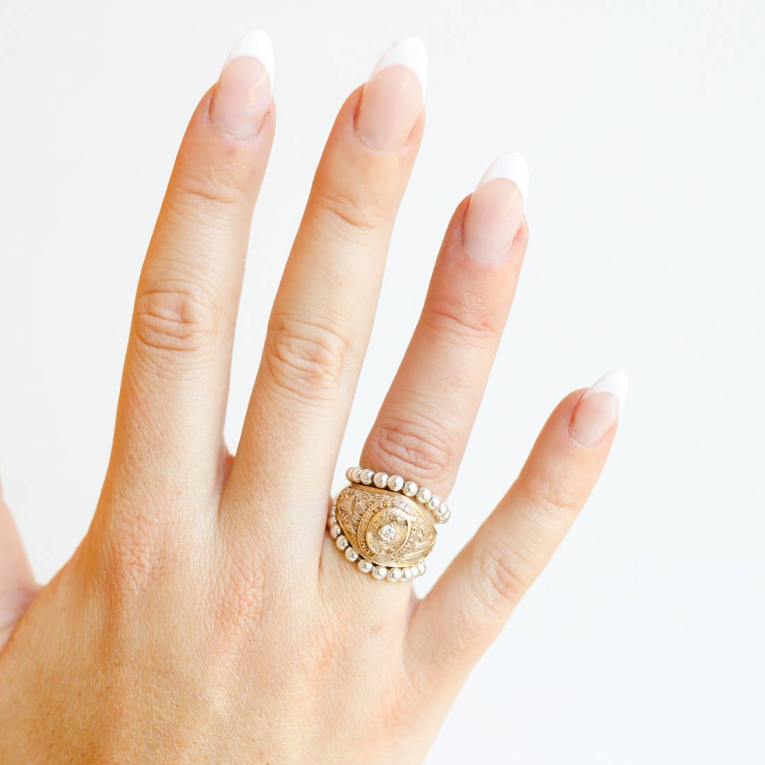 Lauren Beaded Band in Silver