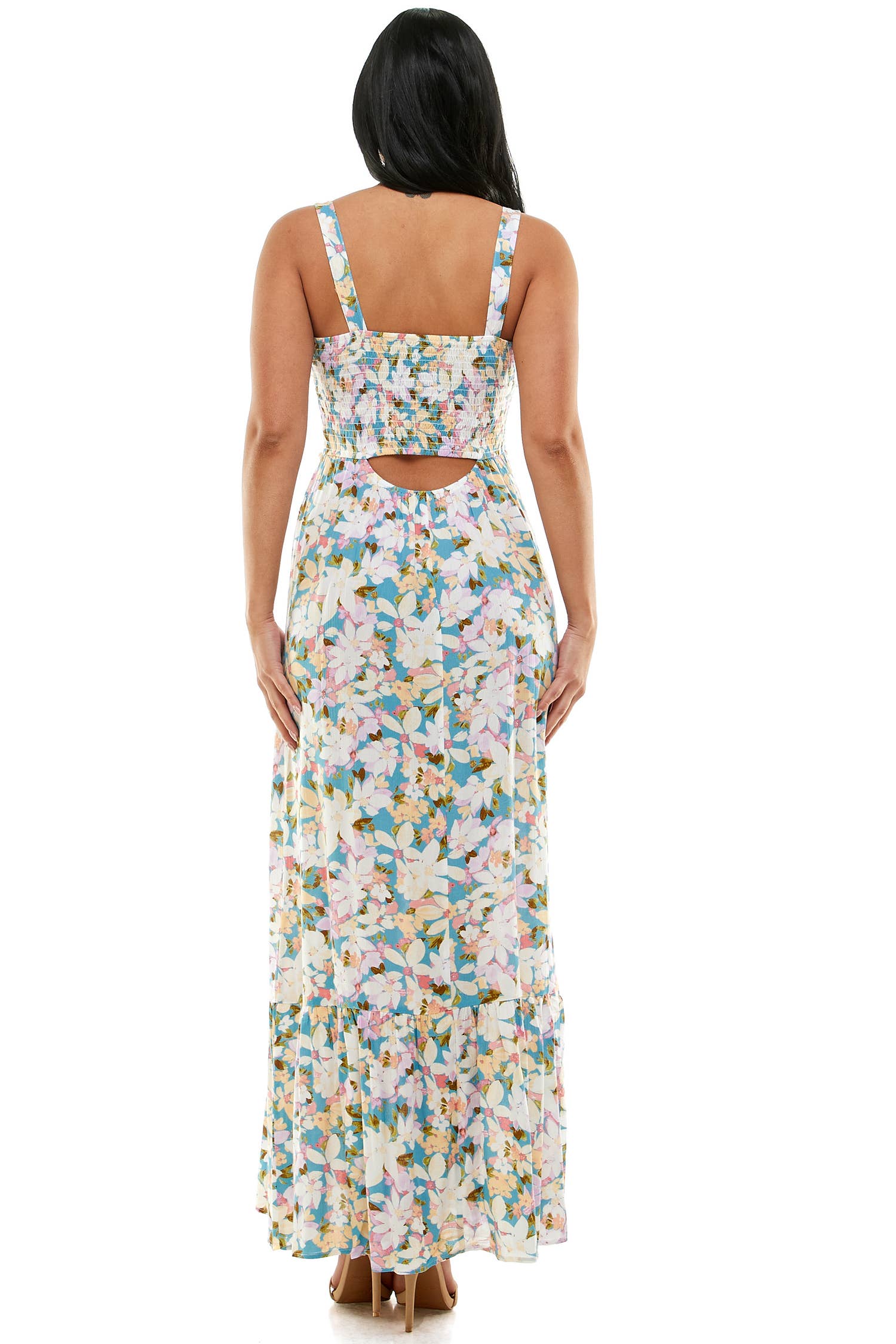 MEADOW BLOOM SLEEVELESS FLORAL MAXI DRESS