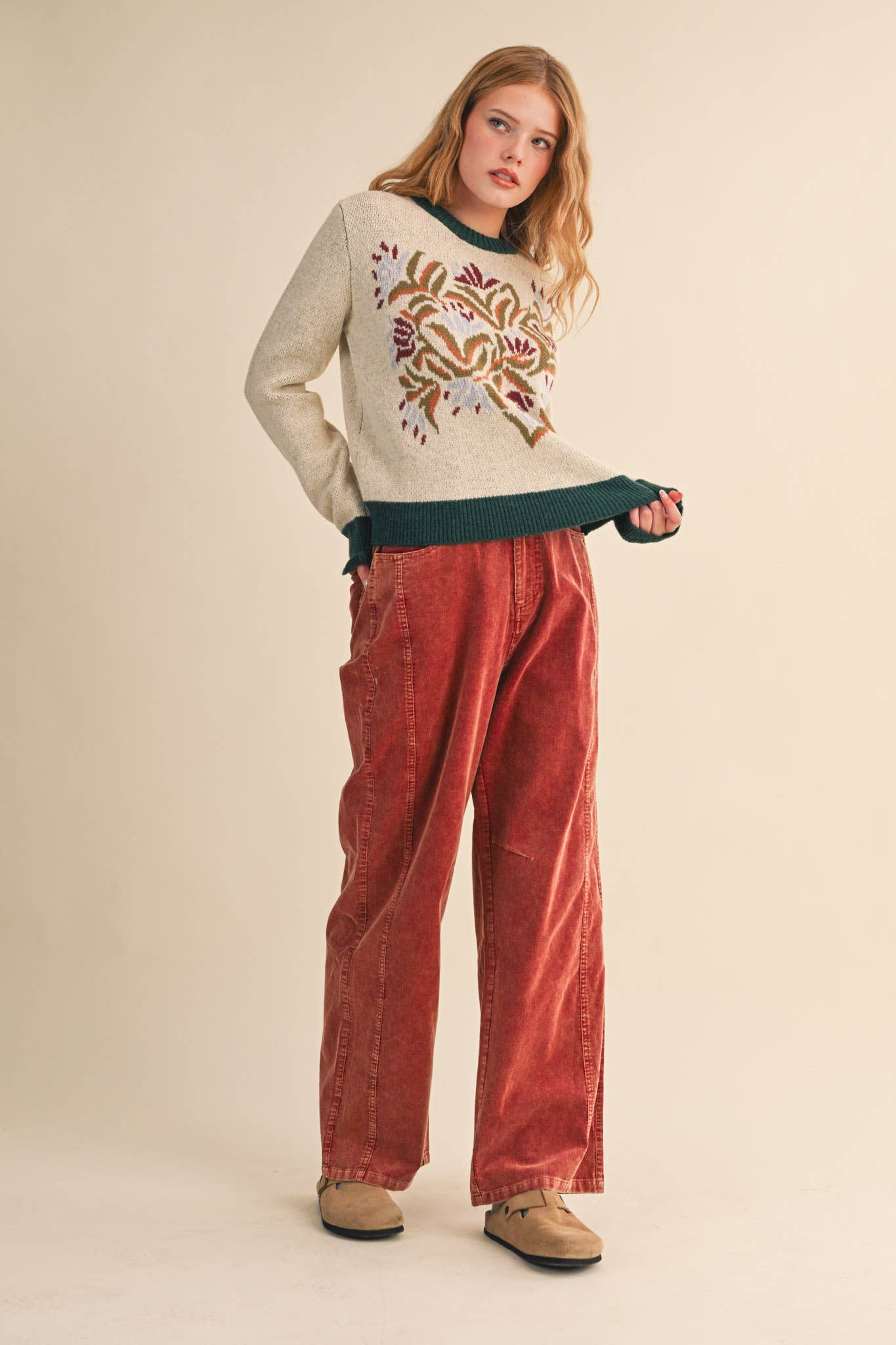 FLORAL KNIT SWEATER