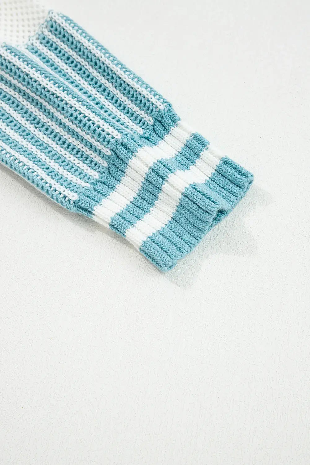 Two Tone Striped Patchwork Drop Shoulder Loose Sweater