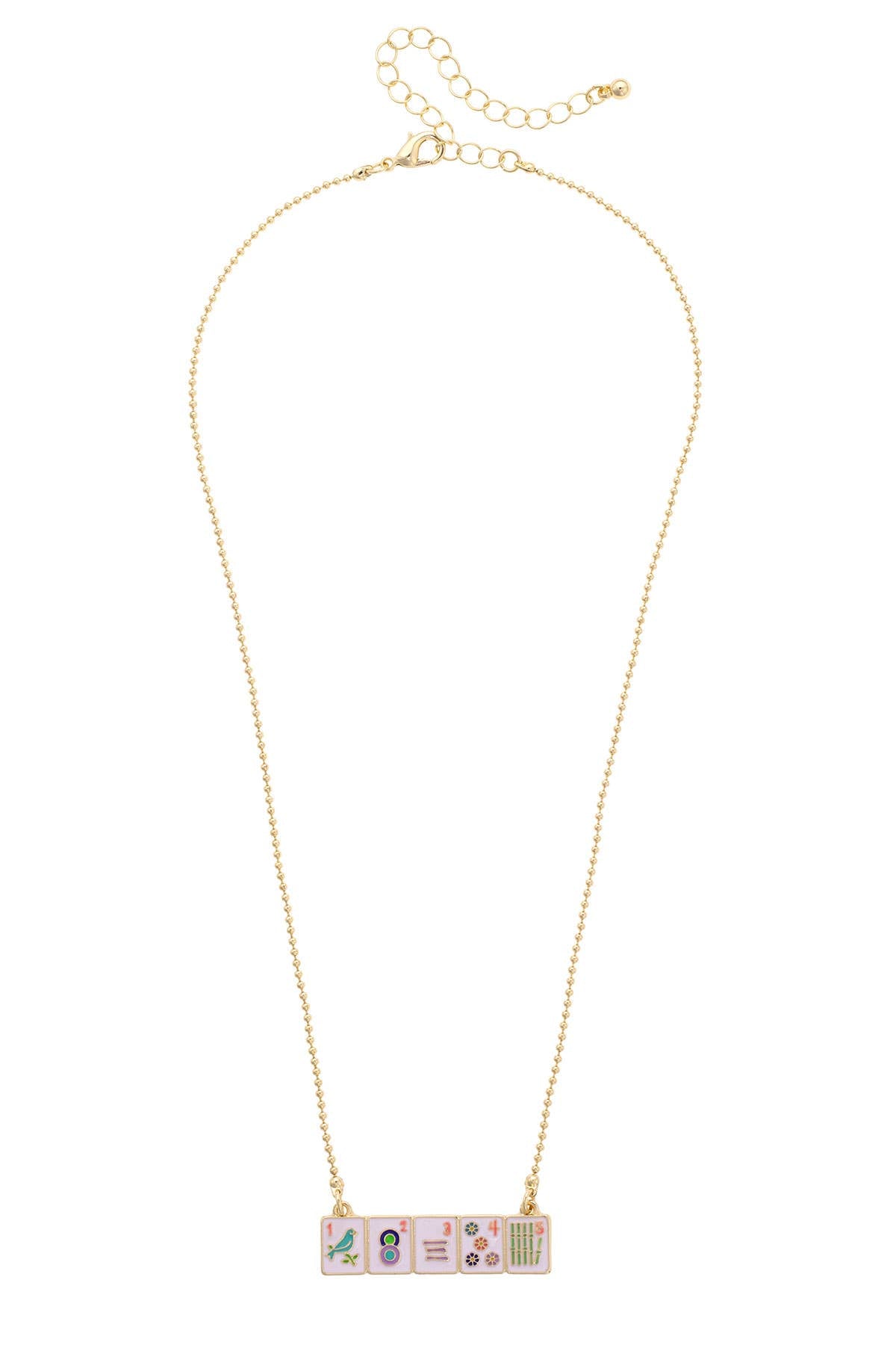 Mahjong Enamel Tile Wall Necklace in Multi