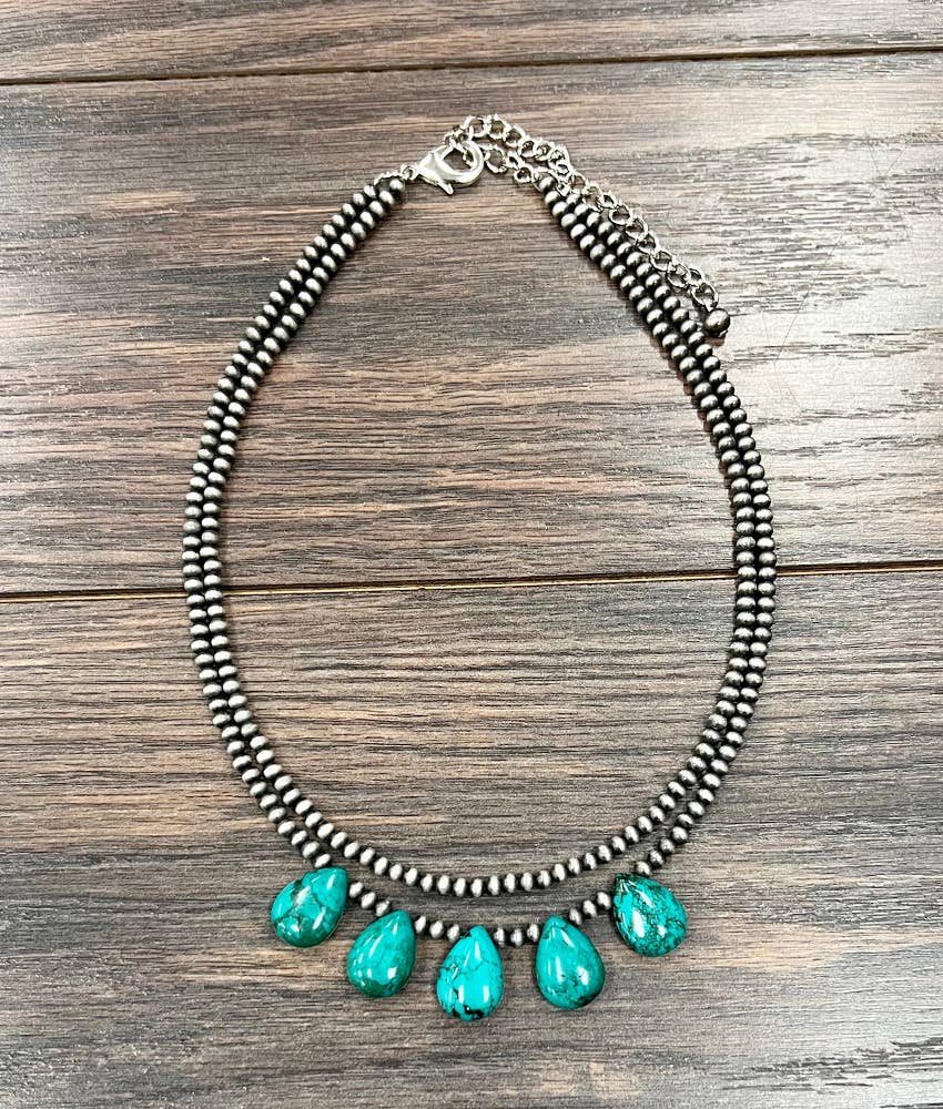 739547, Handmade 17" Navajo Turquoise Necklace