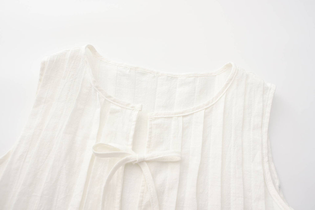 Viral top lace up bow tie front Pleated tank top