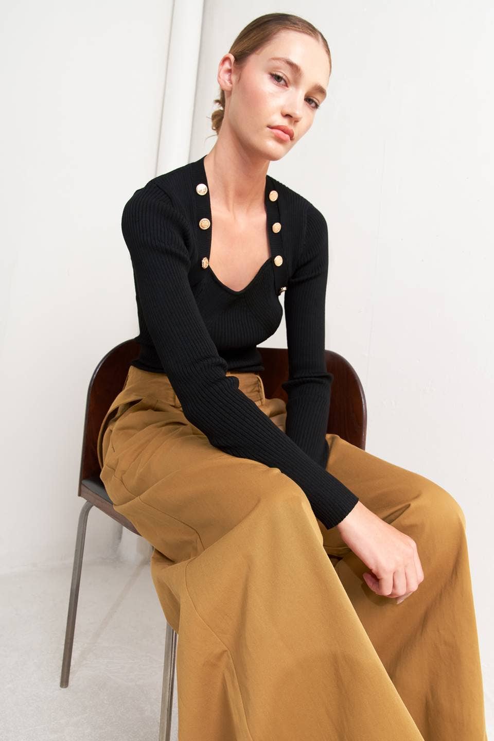 A solid woven pant - FP1343 CAMEL