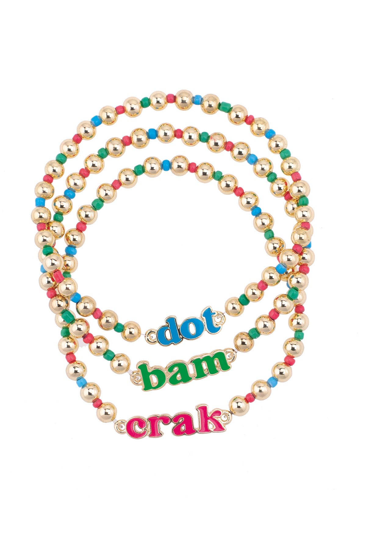 Dot Crak Bam Rainbow Ball Bead Stretch Bracelet Set of 3