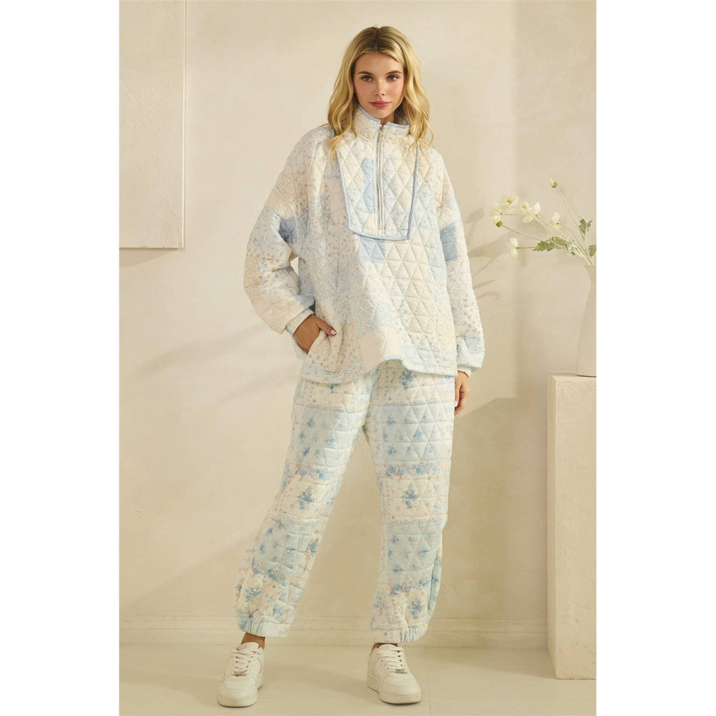 Floral textured lounge pants