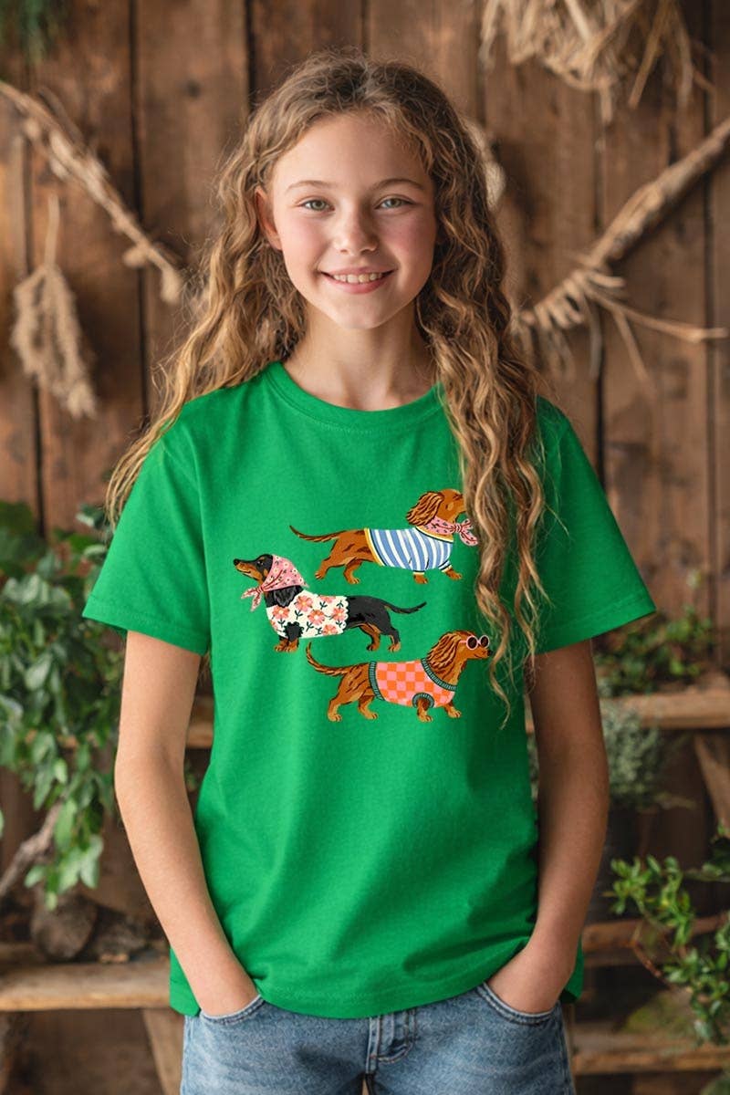 Stylish Dachshunds Kids Graphic Heavy Cotton Tee