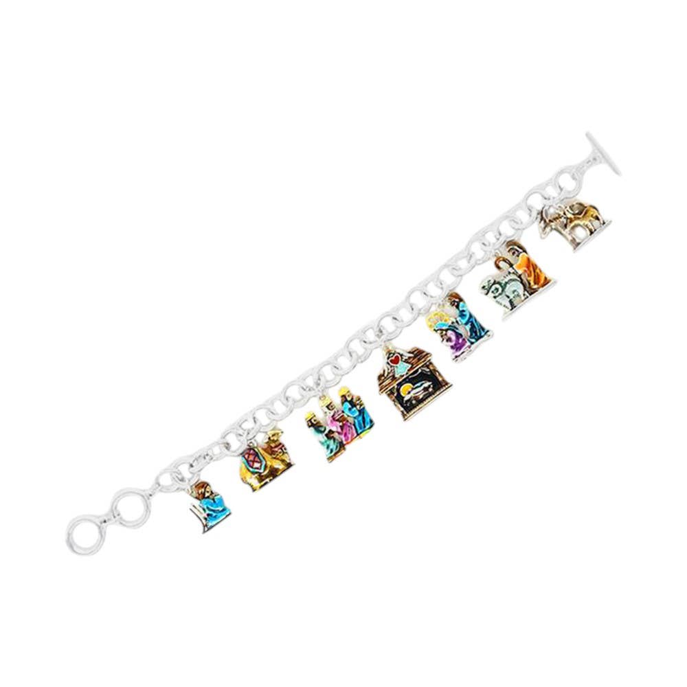 Enamel Jesus Metal Charm Toggle Bracelet