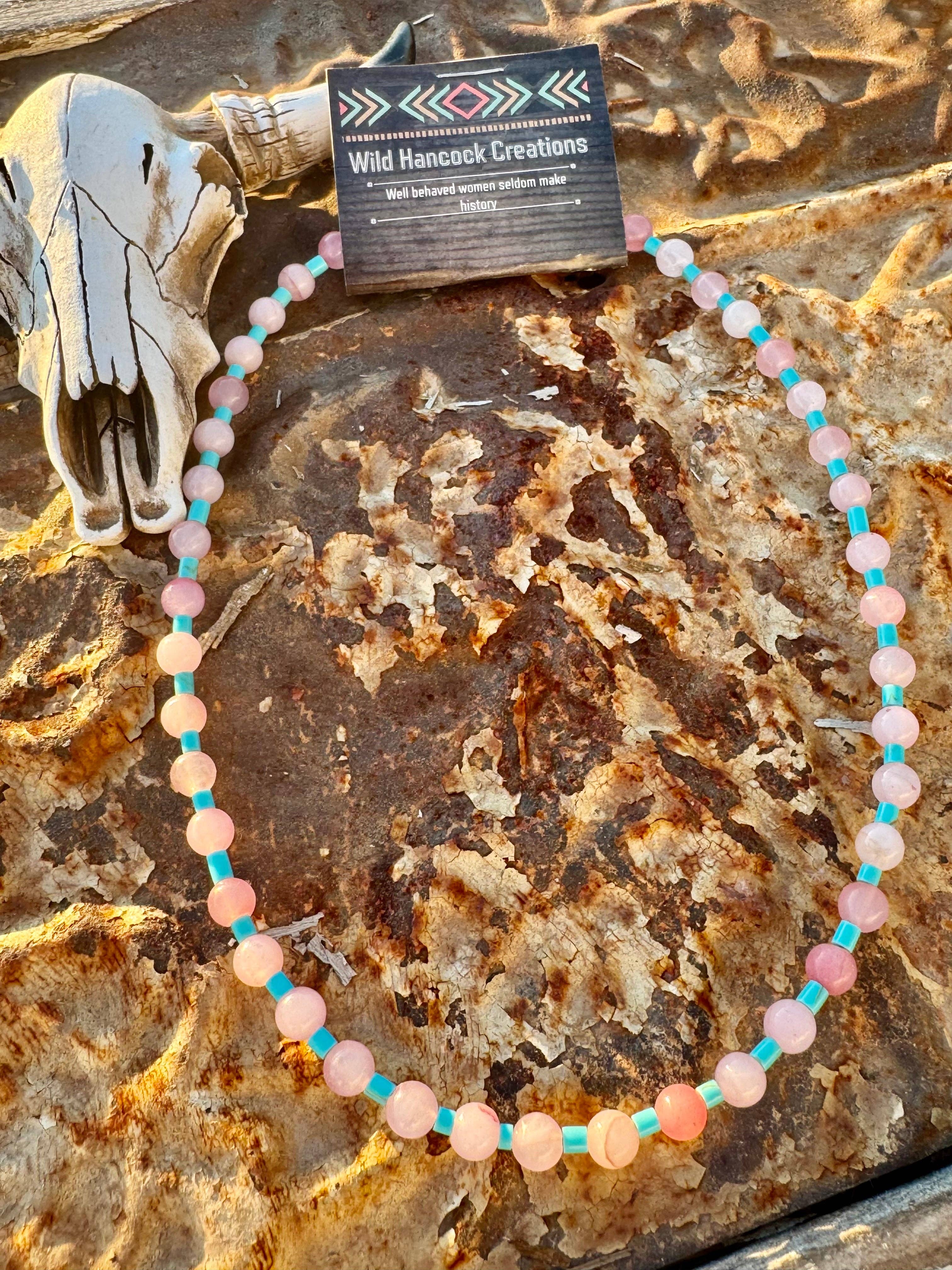 Turquoise Choker/Pink Choker/Boho Western Jewelry
