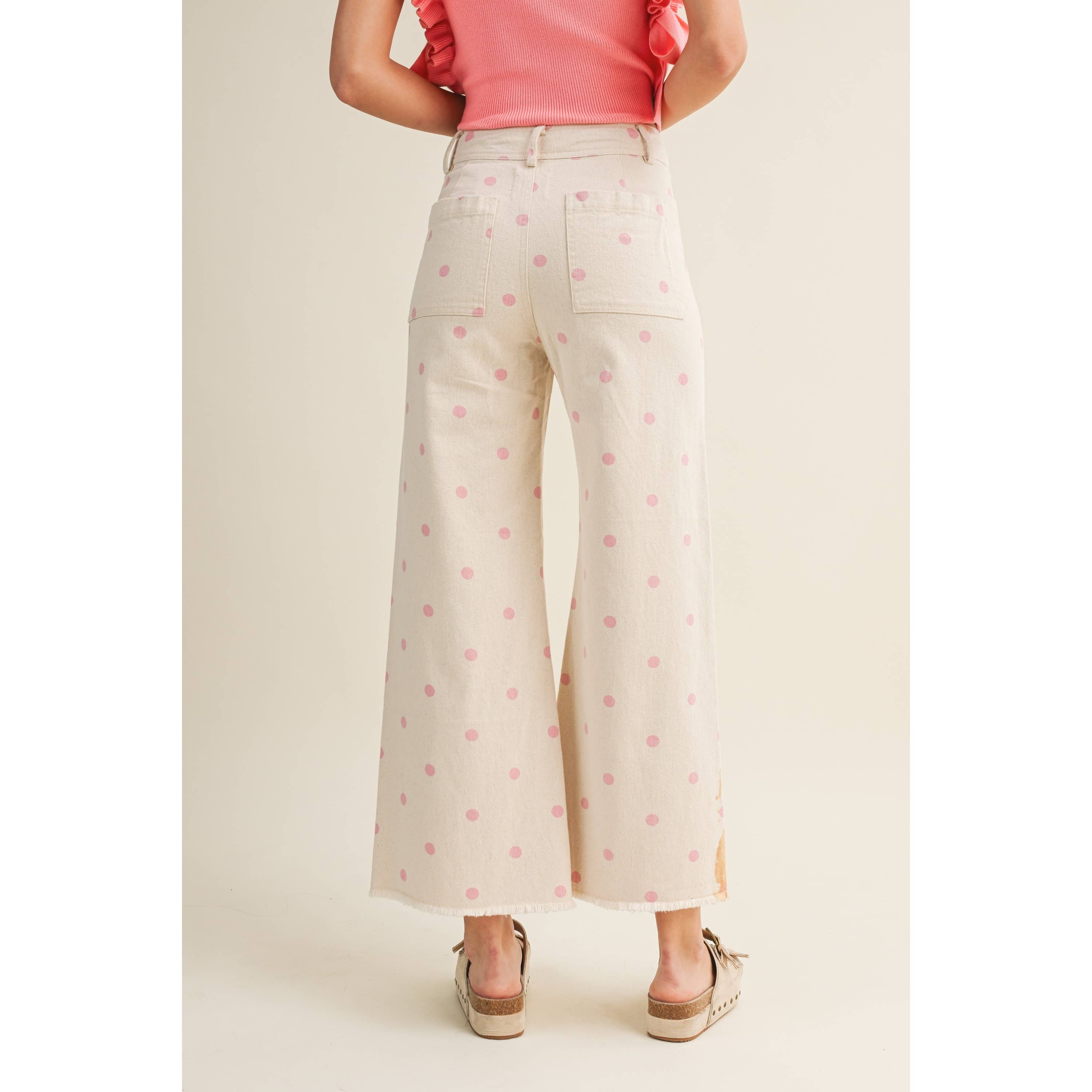 Falling Petals Polka Trouser Relaxed Fit Pants