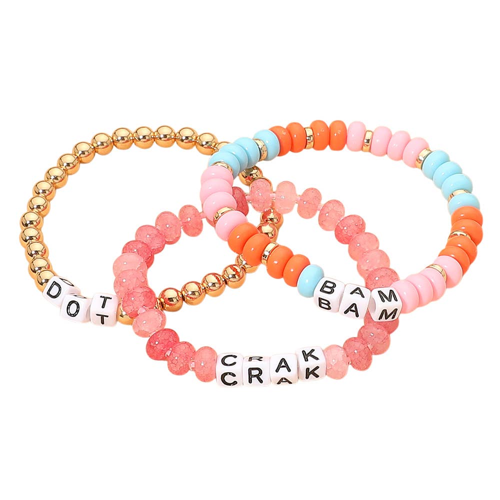 3PCS - Mahjong DOT BAM CRACK Beaded Stretch Multi Layered Bracelets