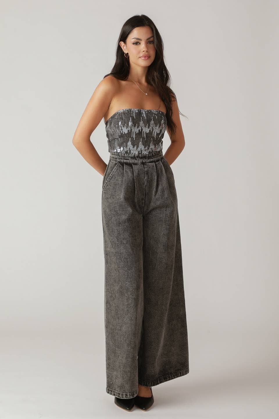 A washed denim jumpsuit - IP8658