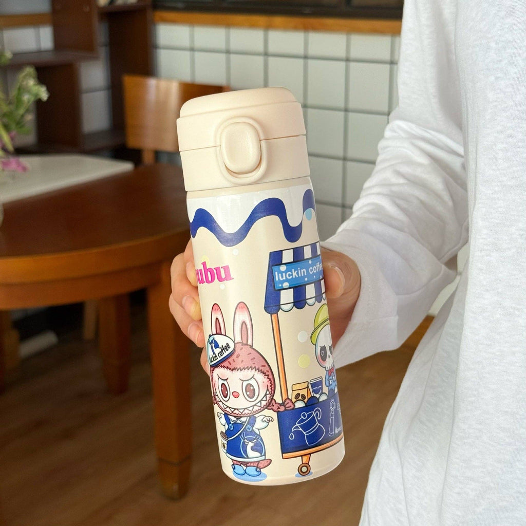 🌈 “Labubu Adventures” Stainless Steel Thermos Cup – Cute Monster Edition
