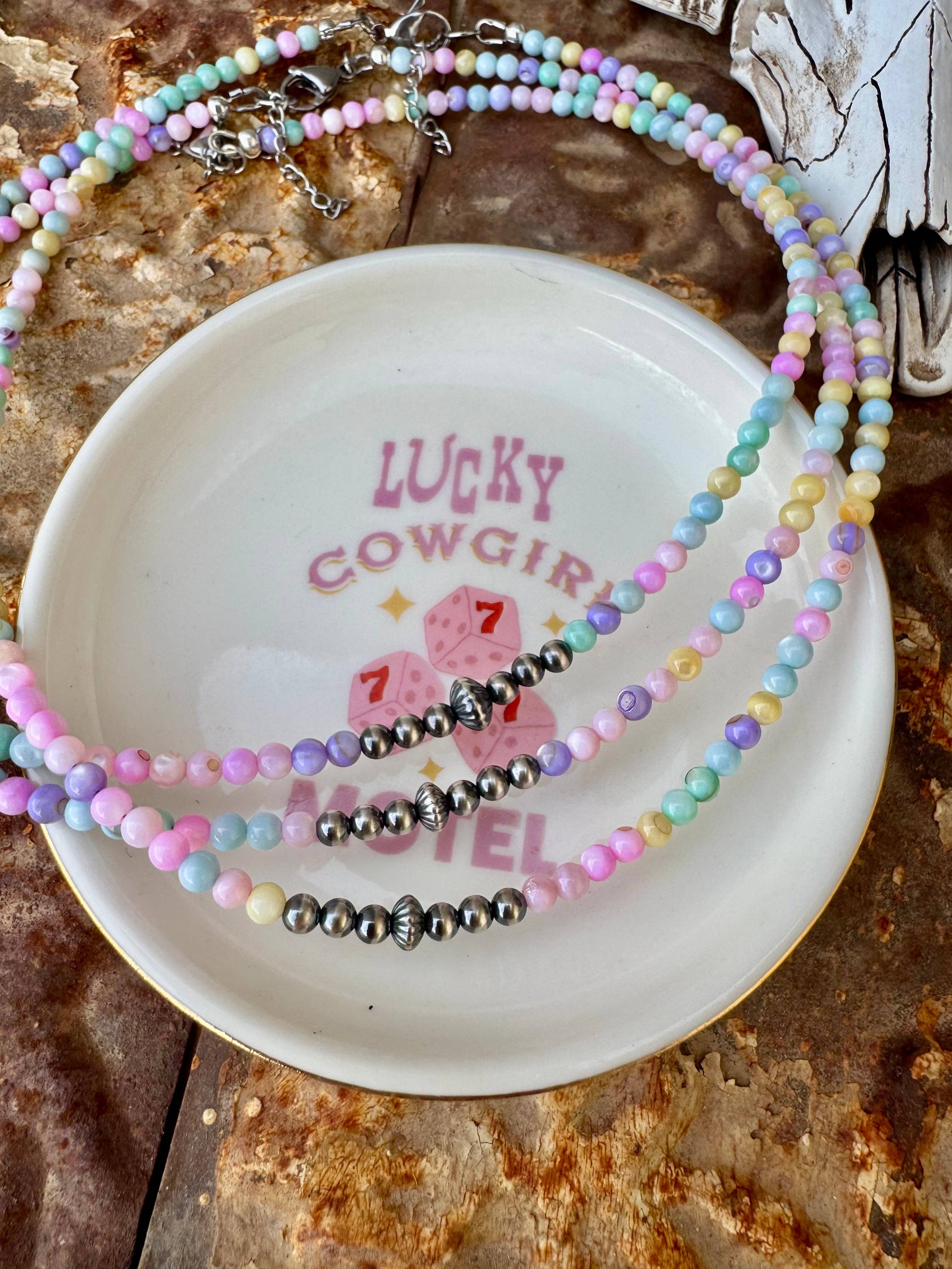 Mother of Pearl Necklace With Navajo Pearls/Western Choker