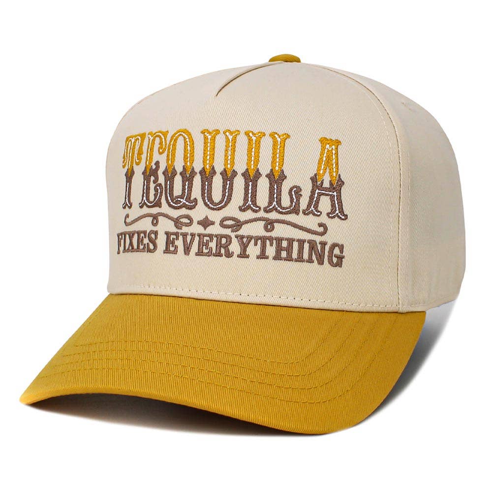 Tequila Fixed Everything Message Embroidered Snapback Baseball Cap