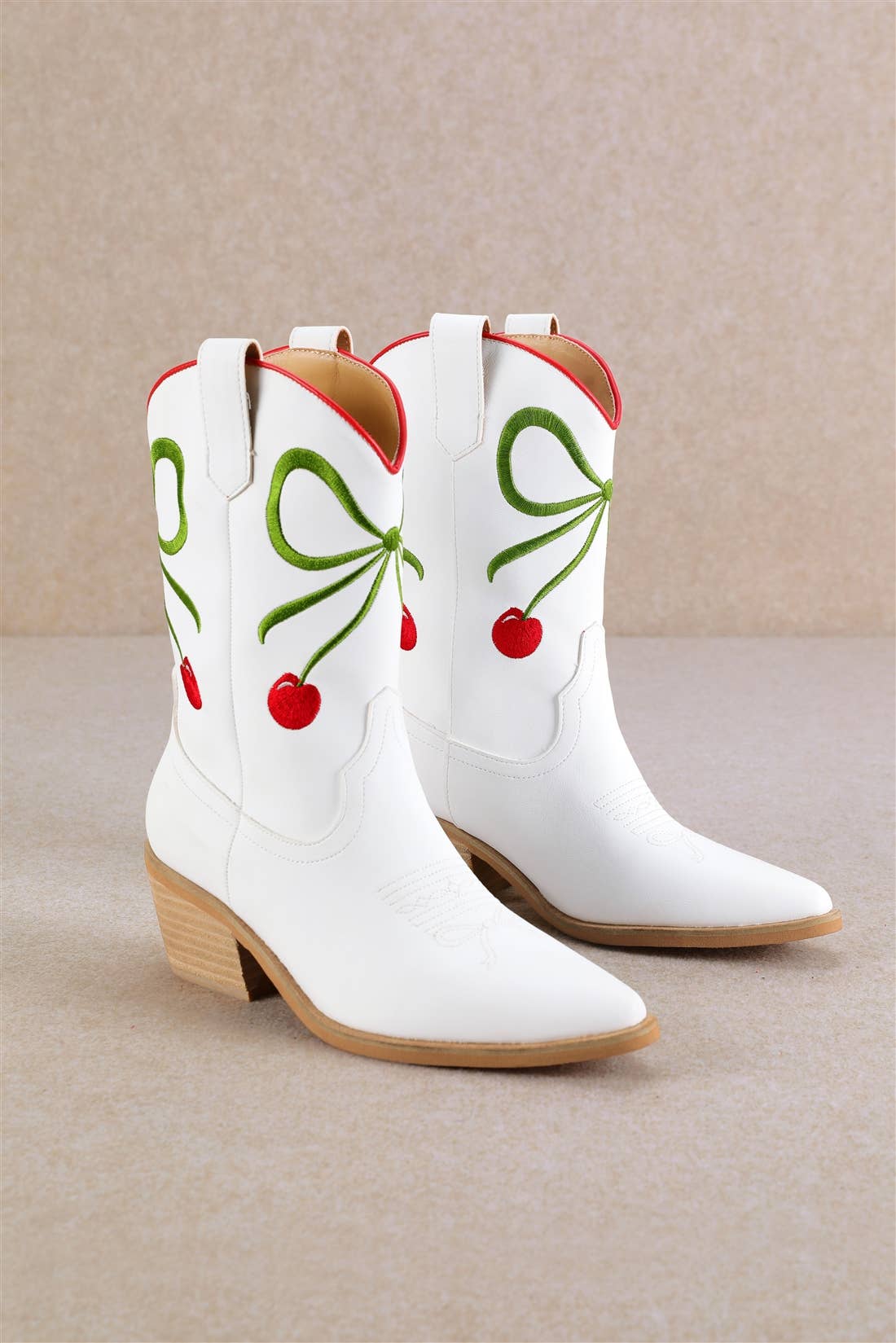 ZETA RIBBON EMBROIDERY WESTERN ANKLE BOOTS