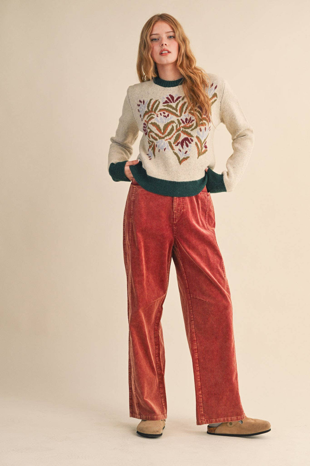 FLORAL KNIT SWEATER