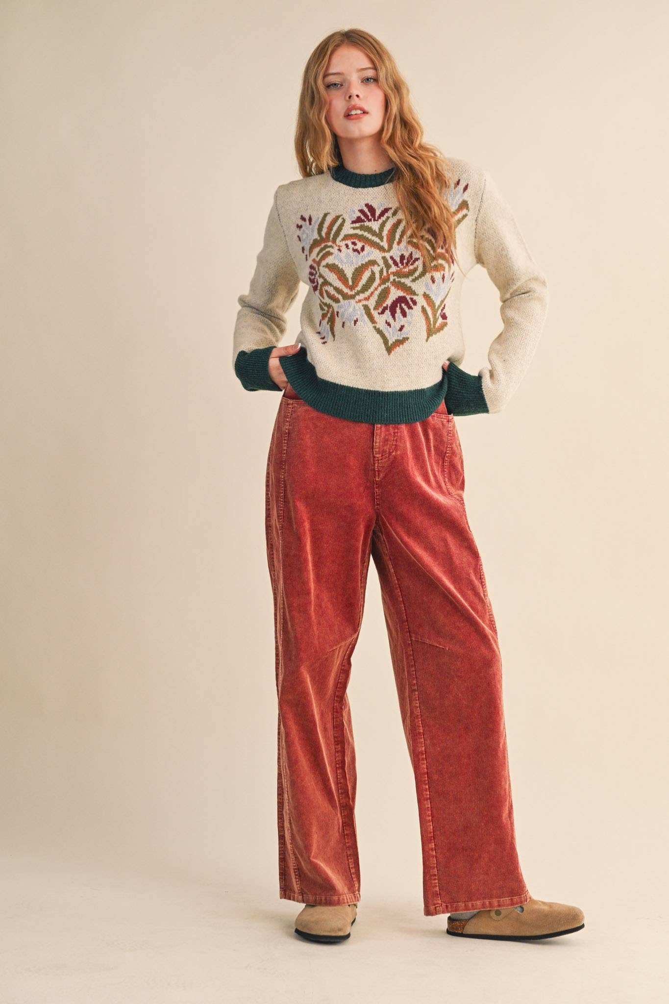 FLORAL KNIT SWEATER