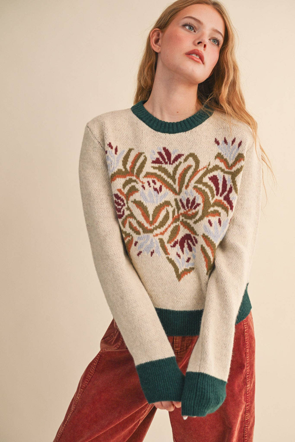 FLORAL KNIT SWEATER