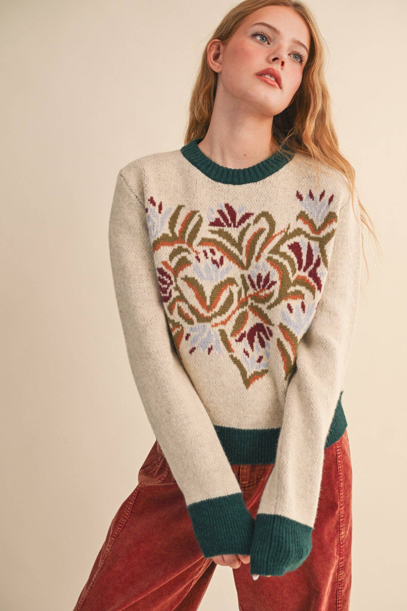 FLORAL KNIT SWEATER