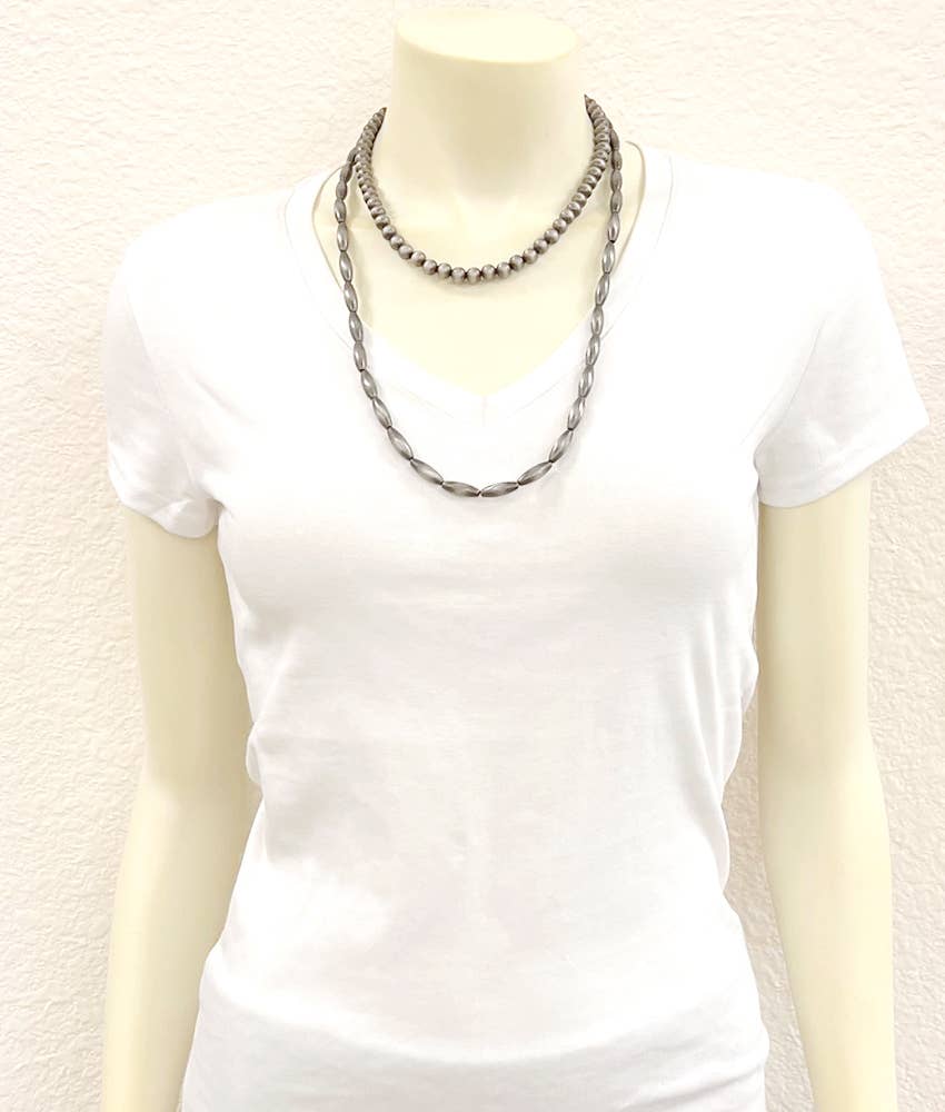 739533, Handmade 24" 2-strand Navajo Bead Necklace