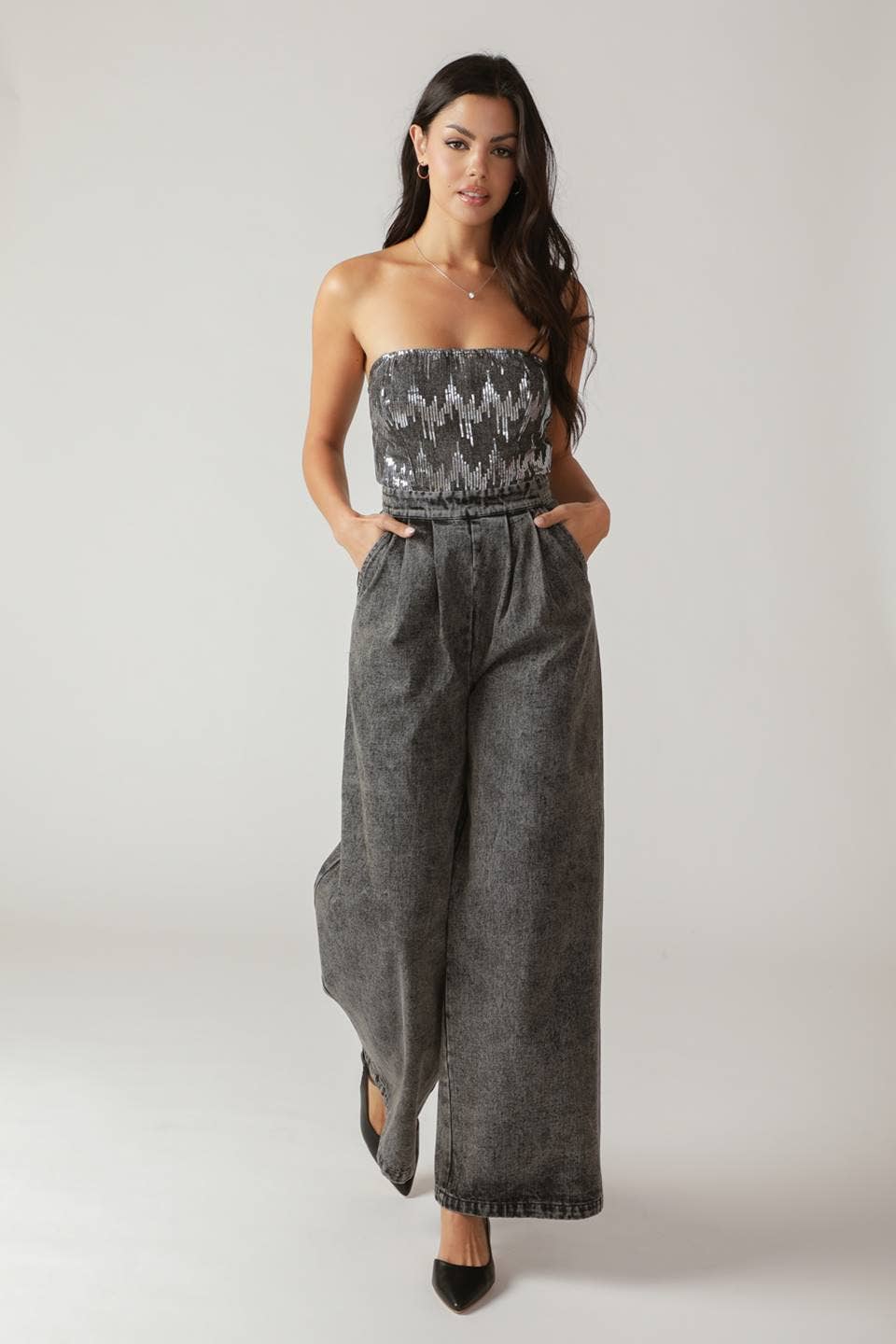 A washed denim jumpsuit - IP8658