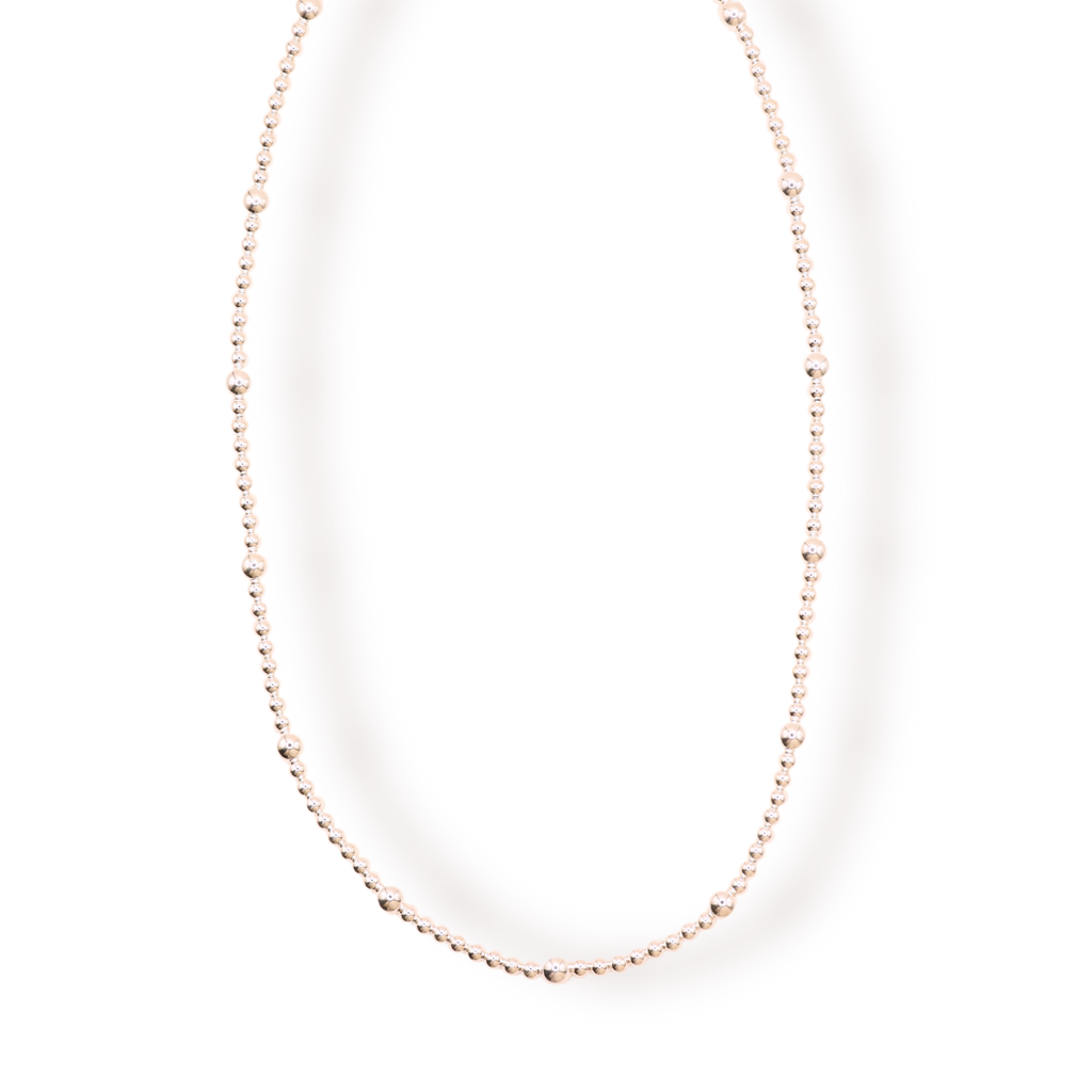 Olive Silver Beaded Necklace