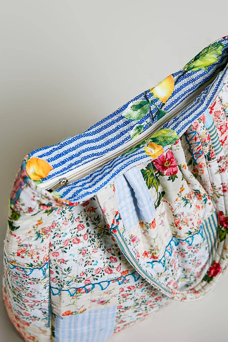 Quilted Patchwork Print Shoulder Tote Bag