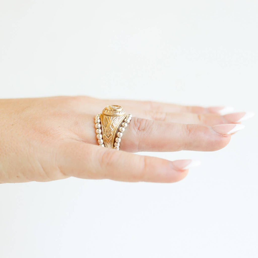 Lauren Beaded Band in Silver
