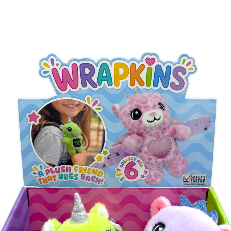 Wrapkins Wrist Band Slap Hug Plush Pal Variety - 6/Display