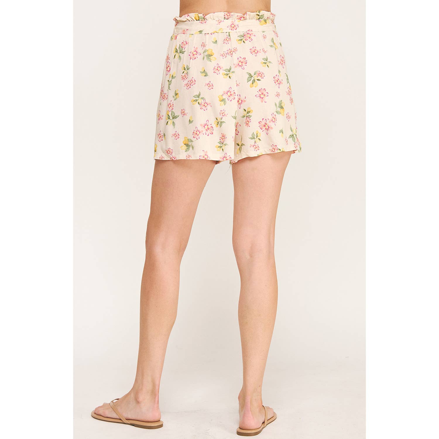 BLOOMING PINK PAPERBAG FLORAL SHORTS